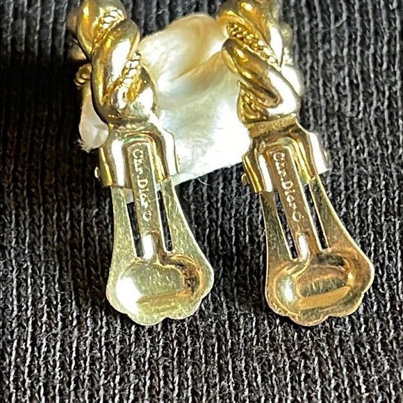 Vintage Christian Dior Gold Twisted Hoop Earrings - Picture 9 of 12